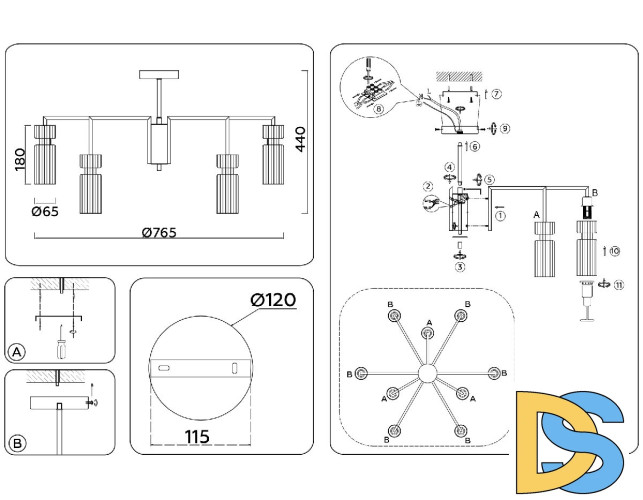 Люстра на штанге Ambrella Light High Light Heigh Light LH56117