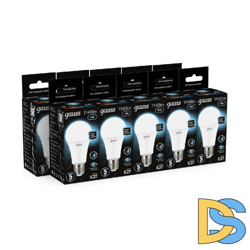 Лампа светодиодная диммируемая Gauss E27 12W 4100K груша матовая 102502212-S