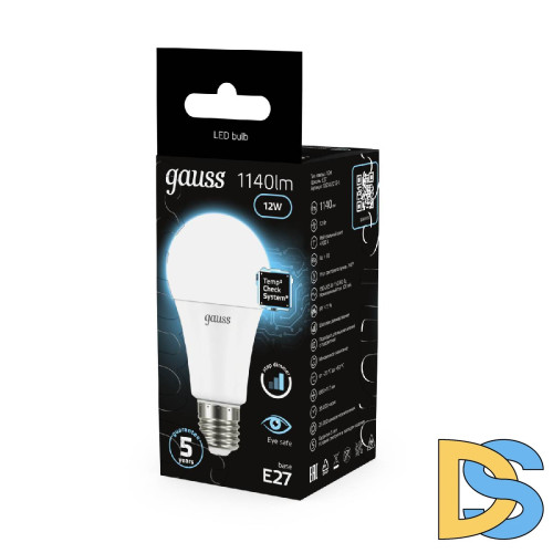 Лампа светодиодная диммируемая Gauss E27 12W 4100K груша матовая 102502212-S