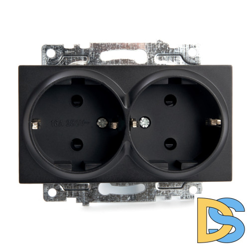 Розетка 2-местная с/з с защитной шторкой Stekker Катрин 39612