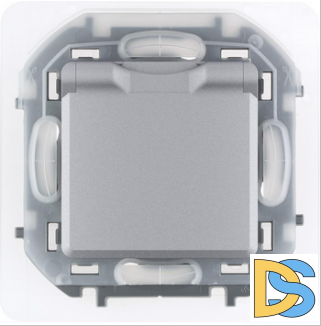 Розетка Legrand Inspiria 1-я с/з с крышкой IP44 алюминий , 673742