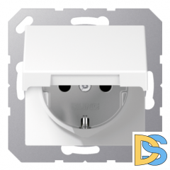 Розетка Jung AS 500 с заземляющими контактами с крышкой 16 А/250В Белый