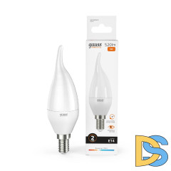 Лампа светодиодная Gauss E14 8W 3000K свеча на ветру матовая 34118