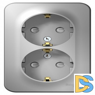 Розетка 2-ая с/з со шторками 16А,250В, изолир пластина Schneider Blanca Алюминий