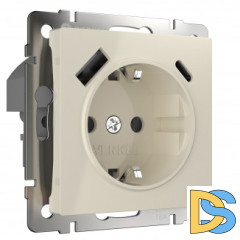 Розетка с быстрой зарядкой USB Type A+С слоновая кость W1171703