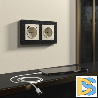 Розетка с быстрой зарядкой USB Type A+С слоновая кость W1171703