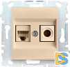 Розетка для сетевого кабеля LAN + TV без рамки кремовая Vesta-Electric Cream