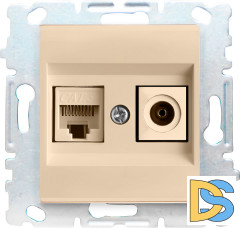 Розетка для сетевого кабеля LAN + TV без рамки кремовая Vesta-Electric Cream