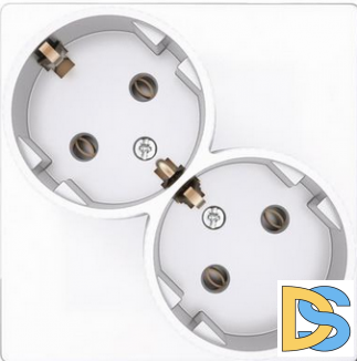 Розетка 2-ая электрическая с заземлением (в сборе), цвет Белый,Simon 24