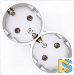 Розетка 2-ая электрическая с заземлением (в сборе), цвет Белый,Simon 24