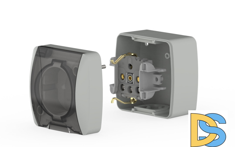 Розетка с крышкой и заземлением ELBI Eva 554-011500-218