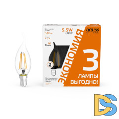 Лампа светодиодная Gauss Basic Filament E14 5,5W 2700K 1041116T