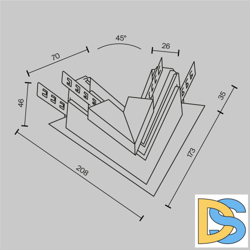 Угол-соединитель 45° встраиваемый Maytoni Magnetic track system Exility TRA034CLS-42.12W