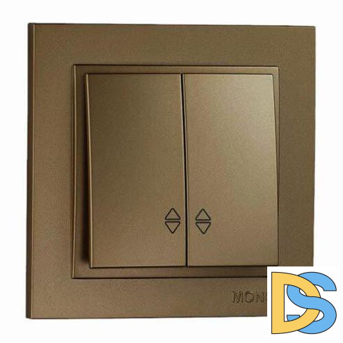 Выключатель двухклавишный проходной Mono Electric Despina 10А 250В бронза 102-232323-111