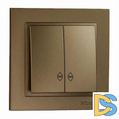 Выключатель двухклавишный проходной Mono Electric Despina 10А 250В бронза 102-232323-111