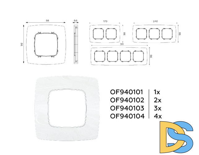 Рамка двухместная Ambrella Volt Opera OF940102