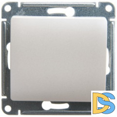 Выключатель 1-клавишный; кнопочный, Перламутр, серия Glossa, Schneider Electric