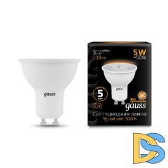Лампа светодиодная Gauss GU10 5W 2700K матовая 101506105