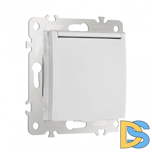 Розетка с заземлением, шторками и защитной крышкой Arte Milano 206.41-1.silver