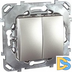 Выключатель 2-клавишный, Алюминий, серия UNICA TOP/CLASS, Schneider Electric
