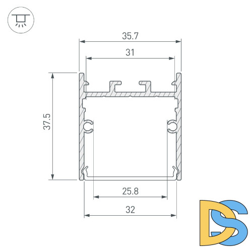Профиль Arlight SL-LINE-3638-LW-2000 ANOD GOLD 039981