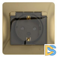 Розетка 1-ая электрическая, с заземлением, крышкой IР44, влагозащищенная, Титан, серия Glossa, Schneider Electric