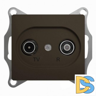 Розетка телевизионная проходная ТV-FМ, Шоколад, серия Glossa, Schneider Electric