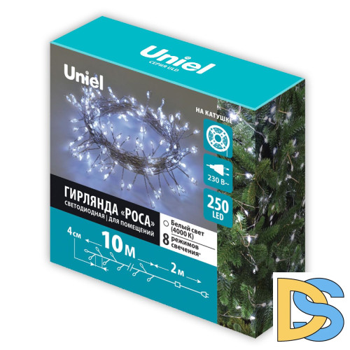 Гирлянда Роса Uniel ULD-S1000-250/DTA WHITE IP20 DEWDROP UL-00012123
