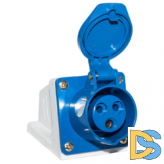 Розетка силовая стационарная 2Р+РЕ 16A 220В IP44