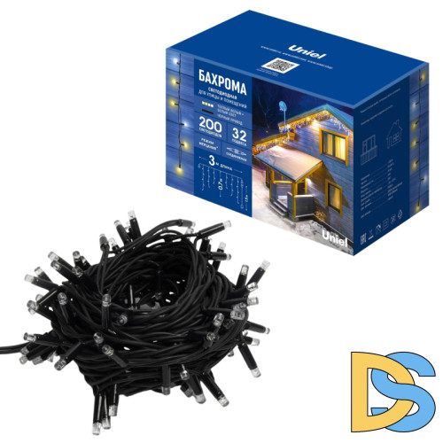 Гирлянда Uniel ULD-B3007-200/TBK WARMWHITE-WHITE IP67