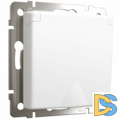 Розетка с заземлением и шторками c крышкой IP44 (белый матовый) W1171261