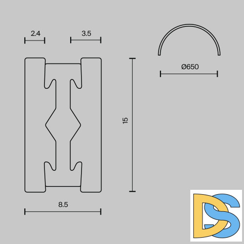 Шинопровод магнитный полукруг Maytoni Flarity TRX154-SR-D650-BS