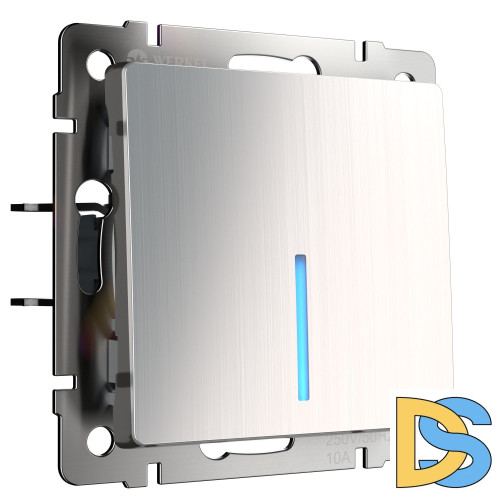 Выключатель одноклавишный Werkel проходной с подсветкой (глянцевый никель) W1112102