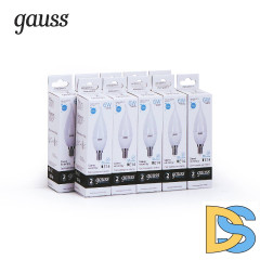 Лампа светодиодная Gauss E14 6W 4100K свеча на ветру матовая 34126