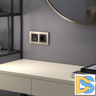 Умный сенсорный выключатель двухклавишный (черный матовый) W4520608