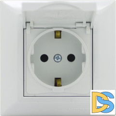 Розетка одинарная с заземлением с крышкой белая Vesta-Electric Roma White