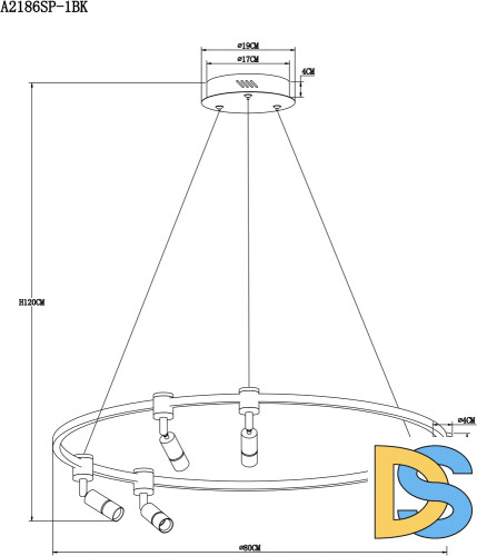 Подвесная люстра Arte Lamp Ring A2186SP-1BK