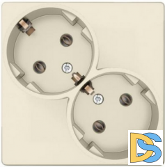 Розетка 2-ая электрическая с заземлением (в сборе), цвет Слоновая кость,Simon 24