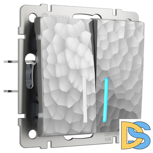 Выключатель Werkel Hammer двухклавишный с подсветкой серебряный W1220106 4690389162367