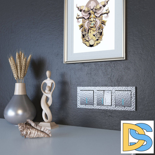 Выключатель Werkel Hammer двухклавишный с подсветкой серебряный W1220106 4690389162367