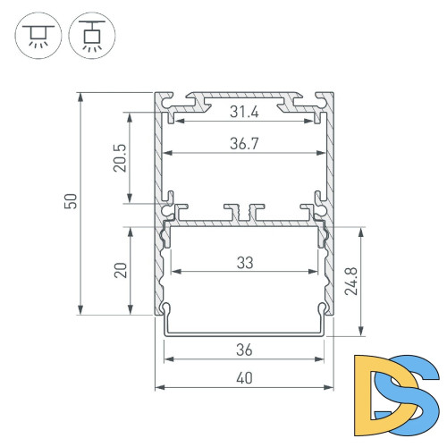 Алюминиевый профиль Arlight SL-LINE-4050-3L-2000 ANOD BLACK 044670