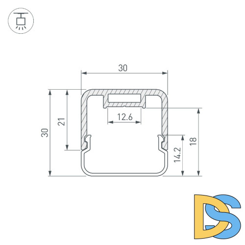 Профиль с экраном Arlight LINE-D-3030-2000 SQUARE OLIVE GREY+OPAL 055097