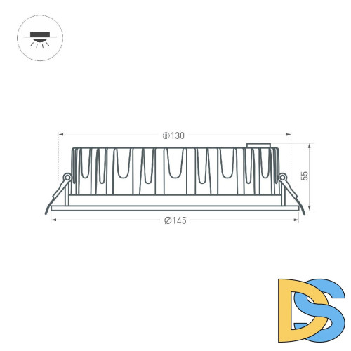 Встраиваемый светильник Arlight MS-MIST-BUILT-R145-15W Warm3000 (WH, 110 deg, 230V) 041613