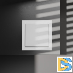 Перекрестный переключатель встраиваемый VOLTUM S70 двухклавишный 10А, (белый матовый)