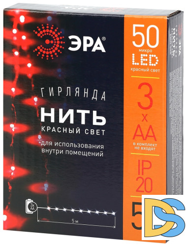 Гирлянда нить красный свет ЭРА ENIN -5NR Б0047963