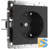 Розетка с заземлением, безвинтовой зажим Werkel черный матовый W1171308 4690389156908