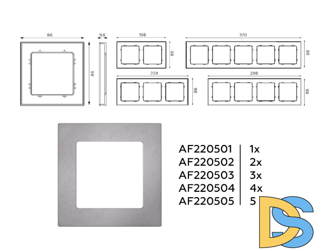 Рамка пятиместная Ambrella Volt Techno AF220505