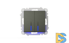 Выключатель двухклавишный с подсветкой ELBI Zena Vega 609-011100-203