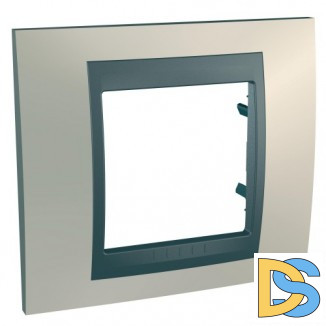 Рамка 1-ая (одинарная), Опал/Графит (металл), серия UNICA TOP/CLASS, Schneider Electric
