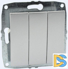 Выключатель трехклавишный Mono Electric Despina-Larissa 10А 250В серебро 500-002122-114